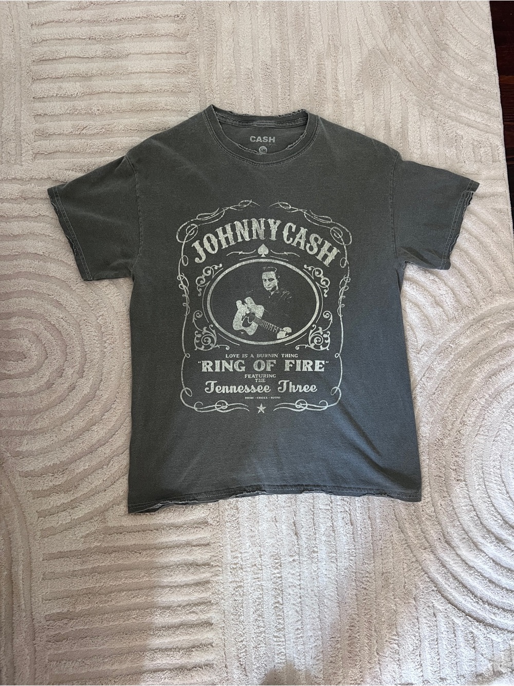 Johnny Cash Ring of Fire Graphic Tee - Faded Gray